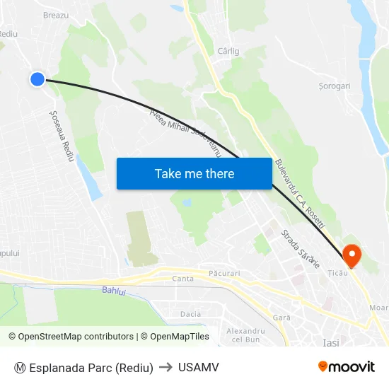 Ⓜ Esplanada Parc (Rediu) to USAMV map