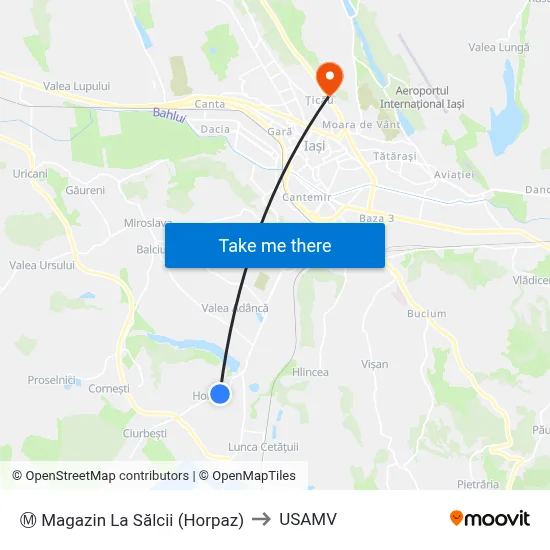 Ⓜ Magazin La Sălcii (Horpaz) to USAMV map