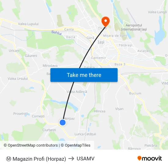Ⓜ Magazin Profi (Horpaz) to USAMV map