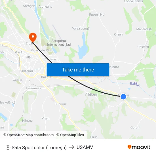Ⓜ Sala Sporturilor (Tomeşti) to USAMV map