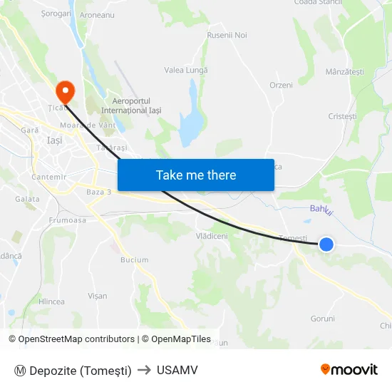 Ⓜ Depozite (Tomeşti) to USAMV map