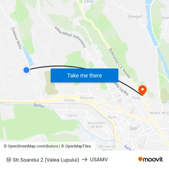 Ⓜ Str.Soarelui 2 (Valea Lupului) to USAMV map