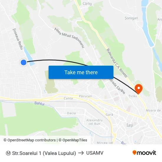 Ⓜ Str.Soarelui 1 (Valea Lupului) to USAMV map
