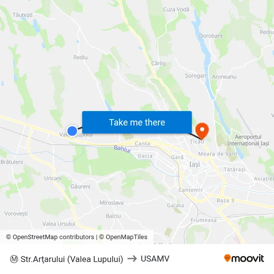 Ⓜ Str.Arţarului (Valea Lupului) to USAMV map