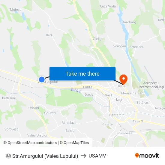 Ⓜ Str.Amurgului (Valea Lupului) to USAMV map