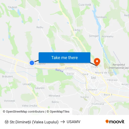 Ⓜ Str.Dimineţii (Valea Lupului) to USAMV map