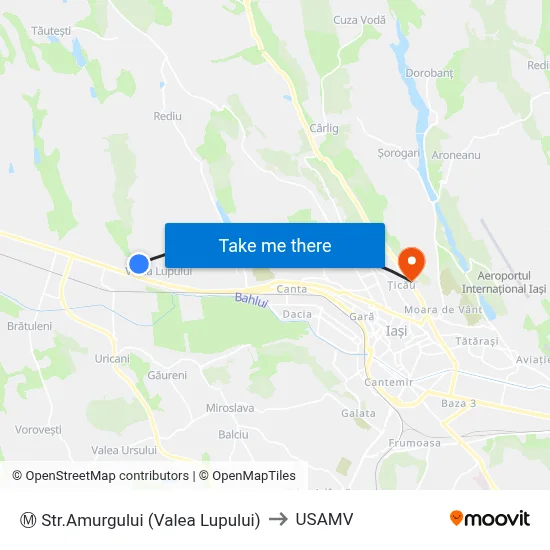 Ⓜ Str.Amurgului (Valea Lupului) to USAMV map
