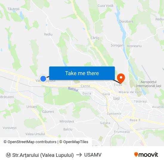 Ⓜ Str.Arţarului (Valea Lupului) to USAMV map