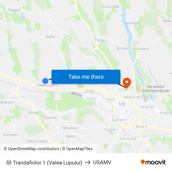 Ⓜ Trandafirilor 1 (Valea Lupului) to USAMV map