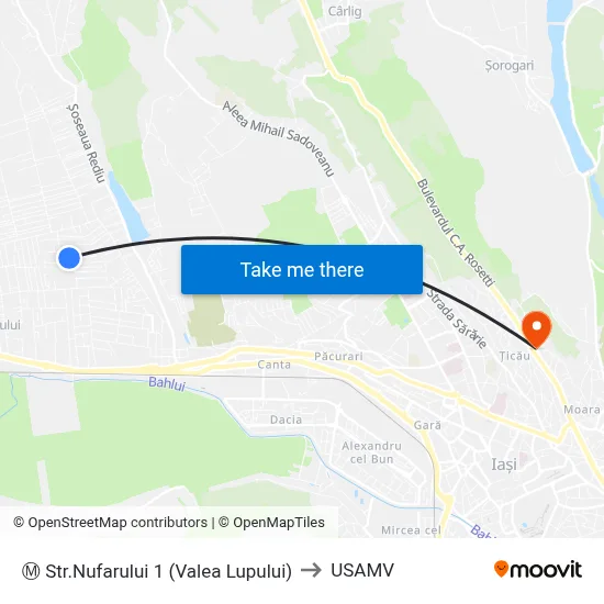 Ⓜ Str.Nufarului 1 (Valea Lupului) to USAMV map