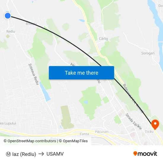 Ⓜ Iaz (Rediu) to USAMV map