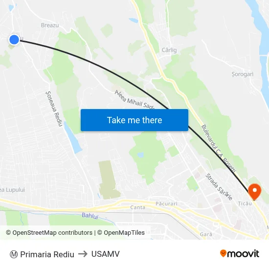 Ⓜ Primaria Rediu to USAMV map