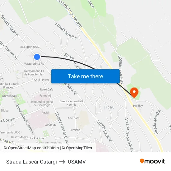 Strada Lascăr Catargi to USAMV map