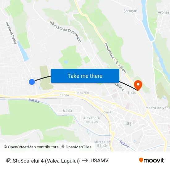 Ⓜ Str.Soarelui 4 (Valea Lupului) to USAMV map