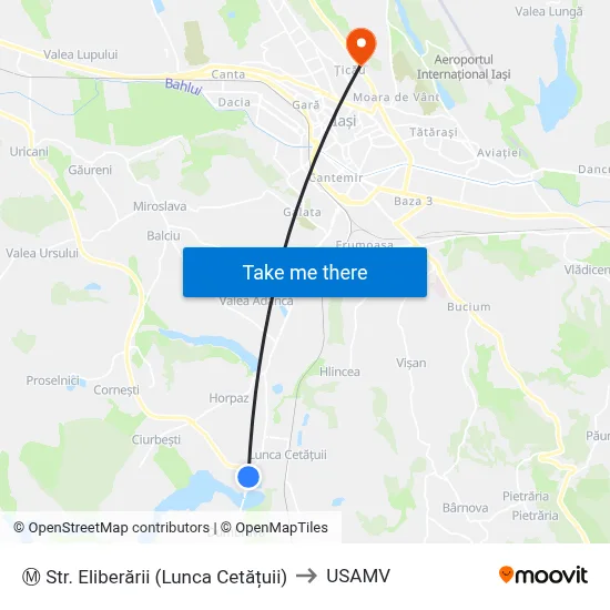 Ⓜ Str. Eliberării (Lunca Cetățuii) to USAMV map
