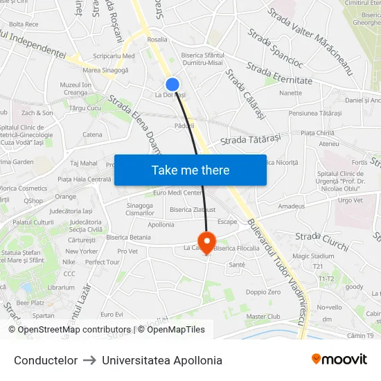 Conductelor to Universitatea Apollonia map