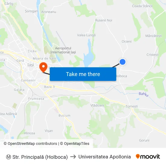 Ⓜ Str. Principală (Holboca) to Universitatea Apollonia map