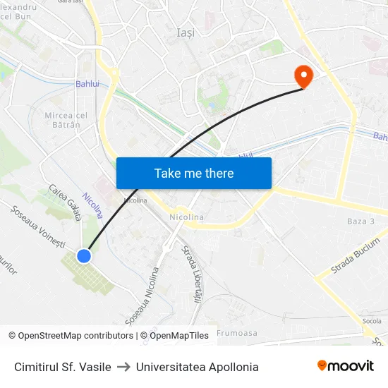Cimitirul Sf. Vasile to Universitatea Apollonia map