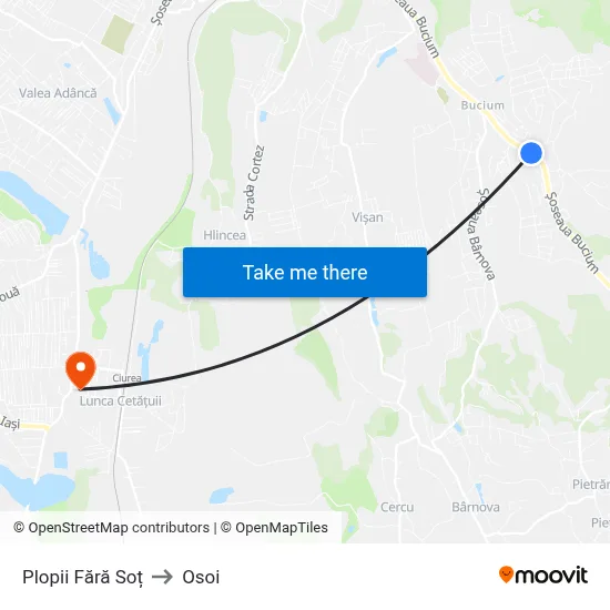 Plopii Fără Soț to Osoi map