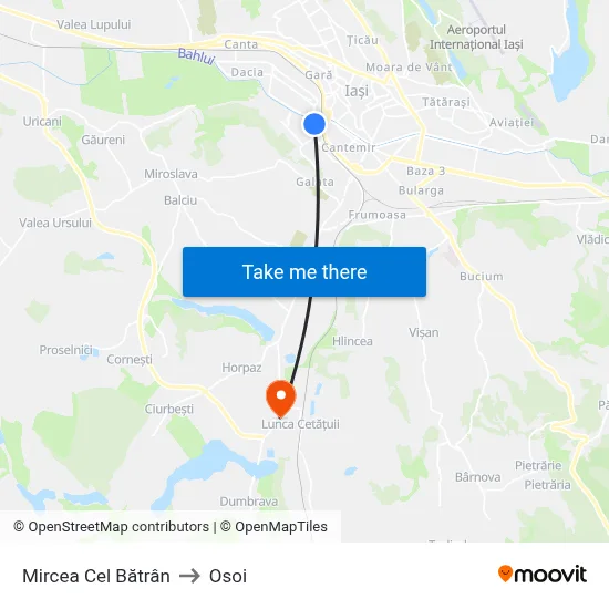 Mircea Cel Bătrân to Osoi map