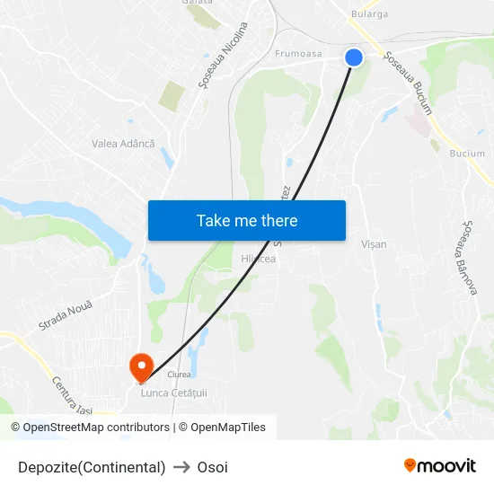 Depozite(Continental) to Osoi map