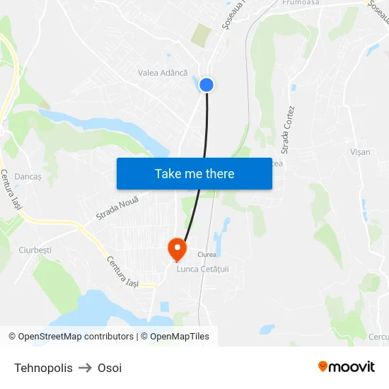 Tehnopolis to Osoi map