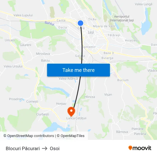 Blocuri Păcurari to Osoi map