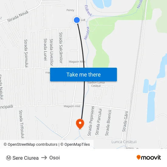 Ⓜ Sere Ciurea to Osoi map