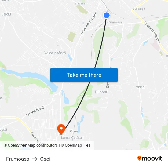 Frumoasa to Osoi map