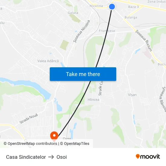 Casa Sindicatelor to Osoi map