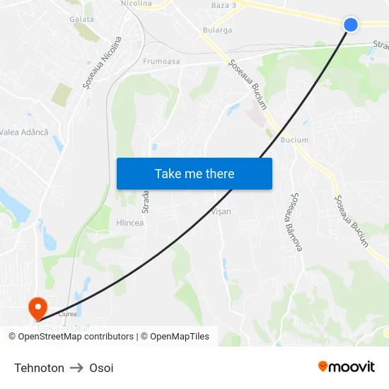 Tehnoton to Osoi map