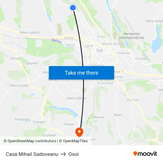 Casa Mihail Sadoveanu to Osoi map