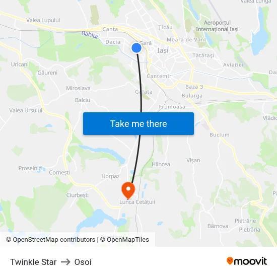 Twinkle Star to Osoi map