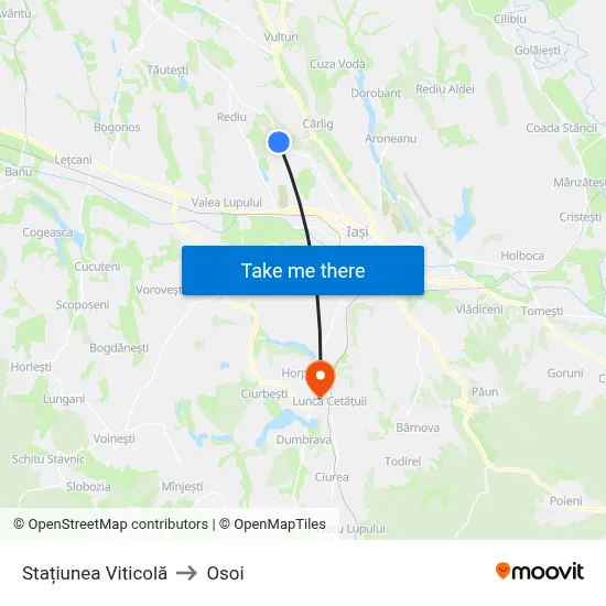 Stațiunea Viticolă to Osoi map