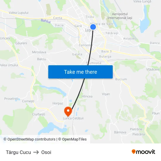 Târgu Cucu to Osoi map