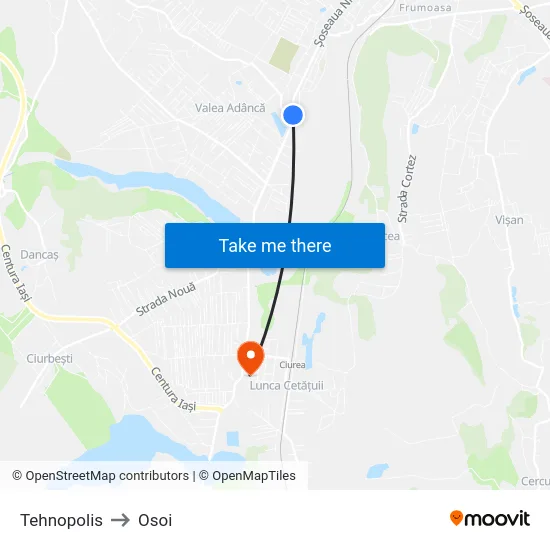 Tehnopolis to Osoi map