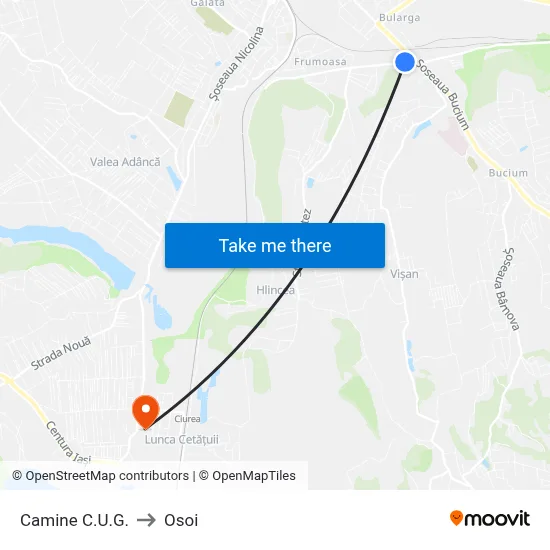 Camine C.U.G. to Osoi map