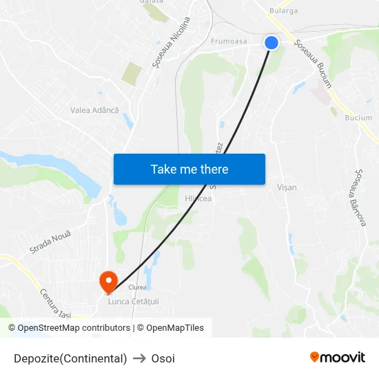 Depozite(Continental) to Osoi map