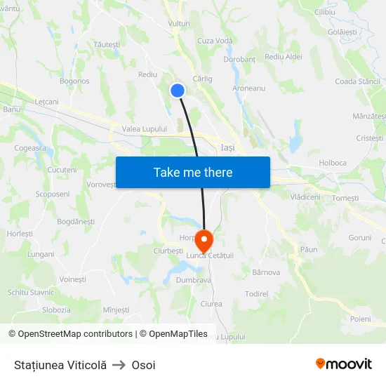 Stațiunea Viticolă to Osoi map