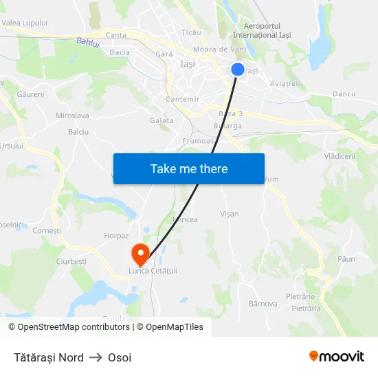 Tătărași Nord to Osoi map