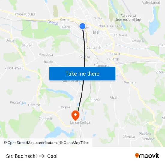 Str. Bacinschi to Osoi map