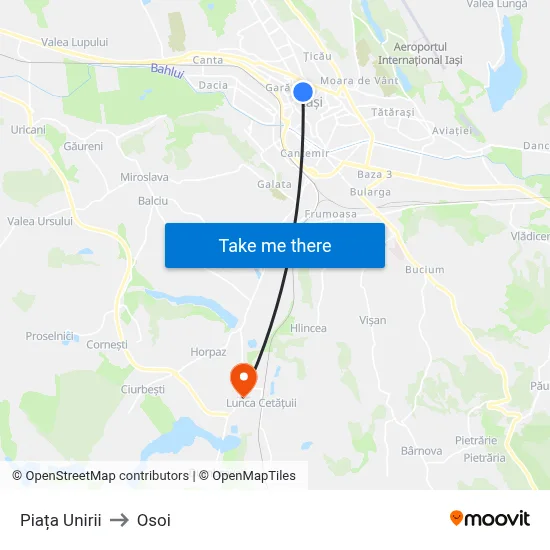 Piața Unirii to Osoi map