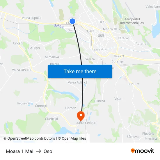 Moara 1 Mai to Osoi map