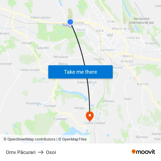 Omv Păcurari to Osoi map