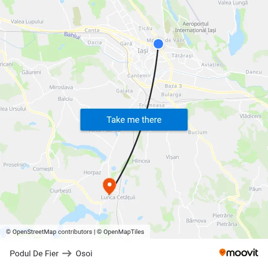 Podul De Fier to Osoi map