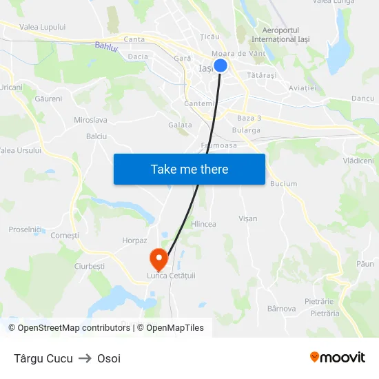 Târgu Cucu to Osoi map