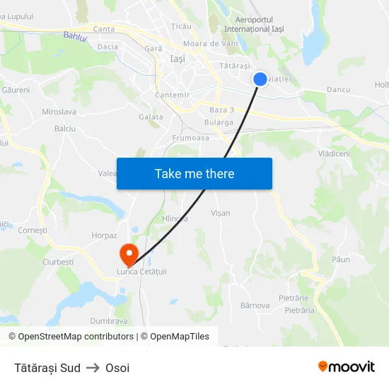 Tătărași Sud to Osoi map