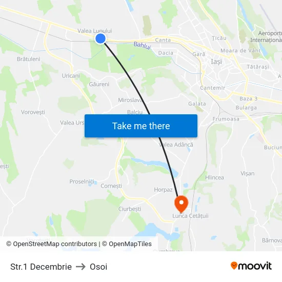 Str.1 Decembrie to Osoi map