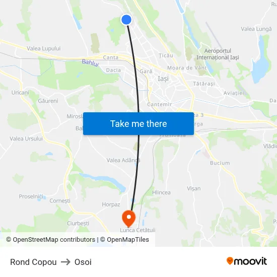 Rond Copou to Osoi map