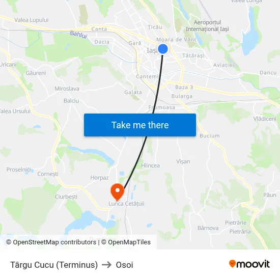 Târgu Cucu (Terminus) to Osoi map